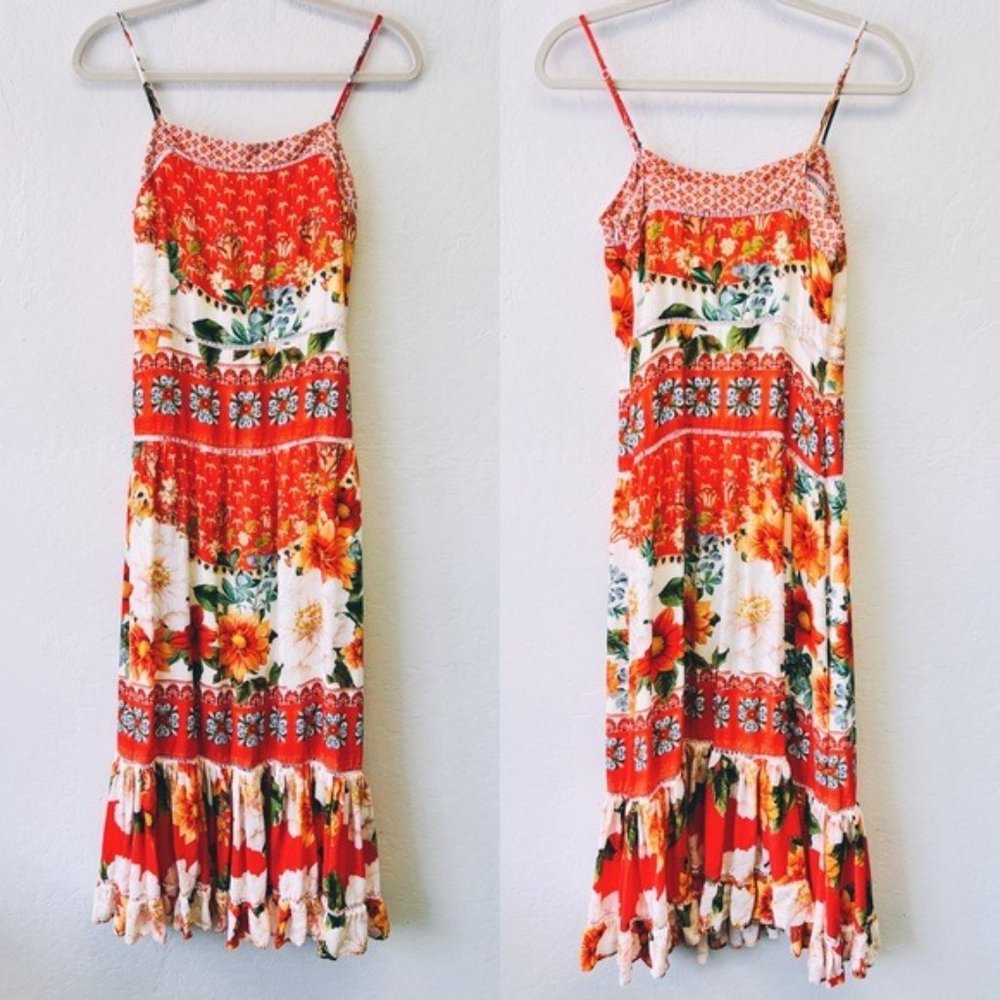 FARM Rio Lorraine Boho Hippie Flowy Luxury Maxi Dress Small - Picture 15 of 15